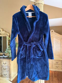 Navy Blue Plush Fleece Bathrobe Sz 13/14 yo