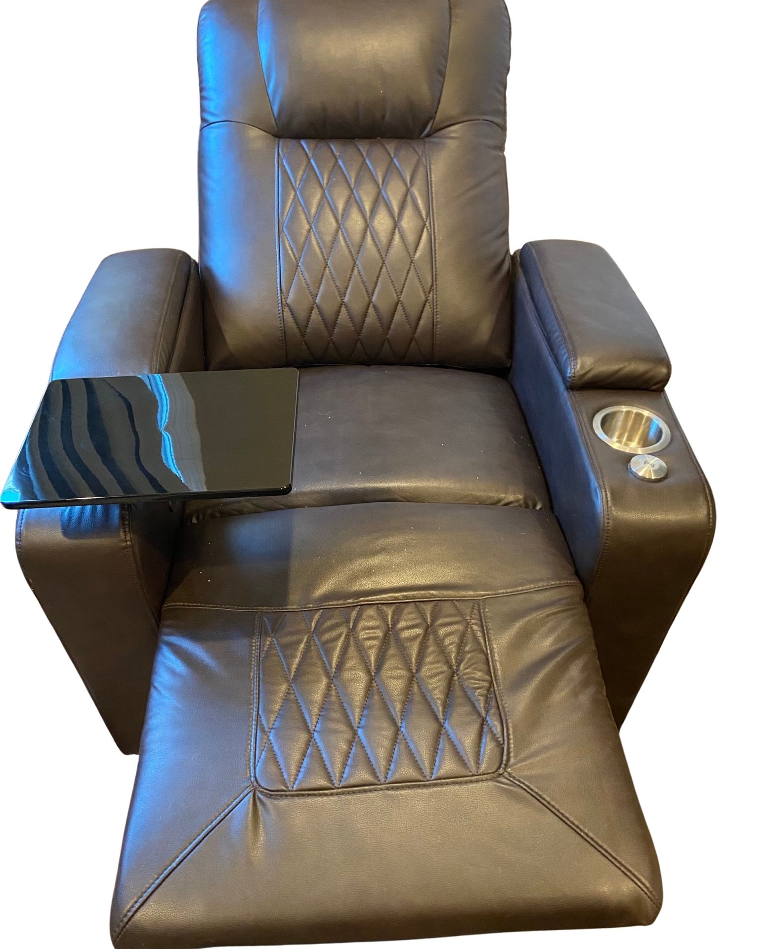 Modern Electric Power Recliner Swivel Tray Plus 2 Cup Holders