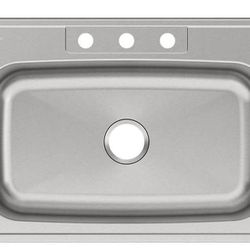 20 Gauge Stainless Steel 33" X 22" X 8.0625" Single Bowl Top Mount Kitchen Sink