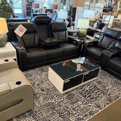 FULL POWER BRAND NEW BLACK RECLINING SOFA AND LOVESEAT SAME DAY DELIVERY 