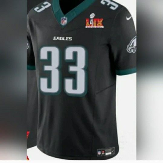 New! Men's Eagles #33 Cooper DeJean Black Super Bowl LIX Stitched Jersey XL