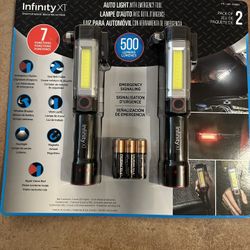 Infinity X1 Auto Light w/ 7-in-1 Emergency Tool 2-pack + 6 AA Duracell Batteries