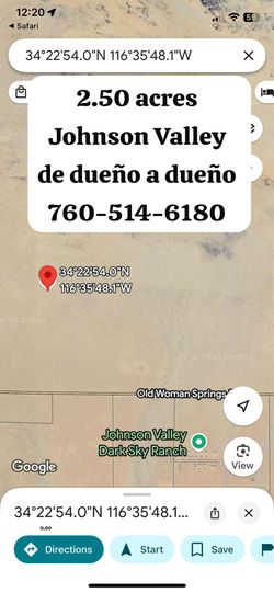 2.5 Acres En Johnson Valley Disponible De Venta De Dueño A Dueño 
