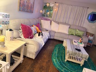 Gray Fabric Sectional Electric Recliner Sofa