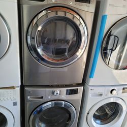 Kenmore Front Loading Washer And Stackable Gas Dryer Set With Steam In Stainless Steel 