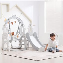 Toddler Slide Kids Slide and Swing Set, 4 in 1