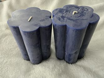 Blue Flower Shaped Pillar Candle 2-pack