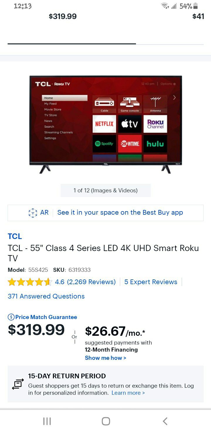 TCL 4k Roku TV like new condition (will deliver)