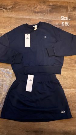 Alo blue Navy Sweatshirt and Skirt Set