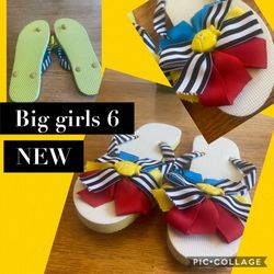 Sz 6 big girls Etsy flip flops NEW perfect for beach/ pool or summer outfit