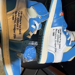 Jordan Air Jordan 1 Off-White UNC High Top Leather Blue White AQ0818-148 Sneaker
