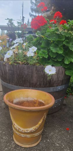 Nice Heavy Golden Yellow Terra Cotta Flower Pot With Design