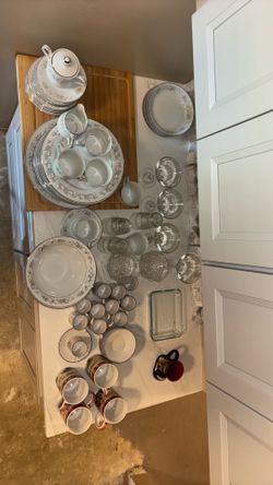 Mixed Kitchen Plates and glasses