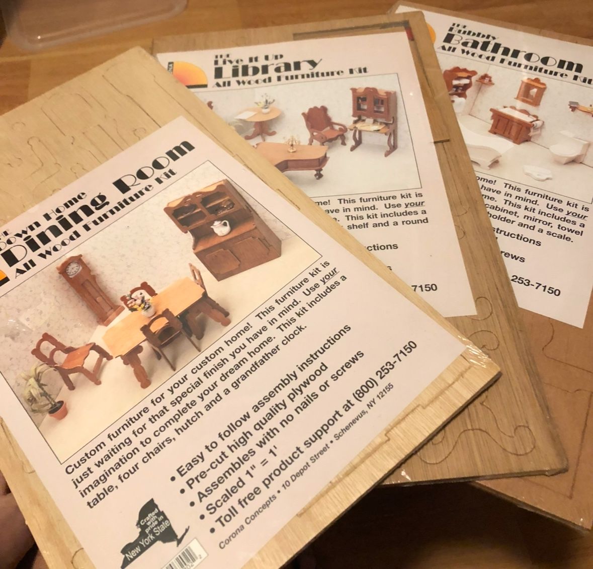 1:12 Scale Doll House Furniture Kits (kitchen, study, bathroom)