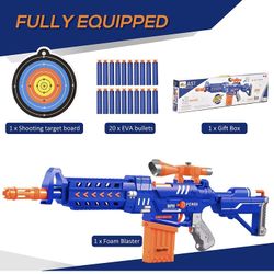 Automatic Soft Bullet Toy Foam Blaster for Foam Darts with 20 EVA Refill Darts and Target Board Game