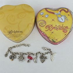Brighton Florida Charm Bracelet 7 Charms Including Heart Shaped Tin