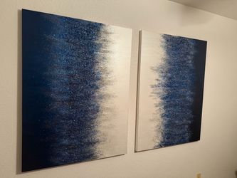 Abstract Blue and White Canvas Wall Art Set