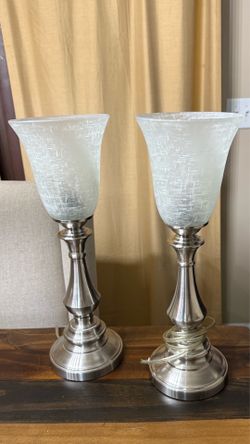 Vintage Silver Metal Table Lamp set
