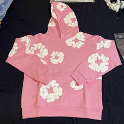 Pink And White Denim Tears Hoodie