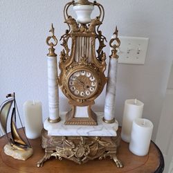 Antique Italian marble brass clock.