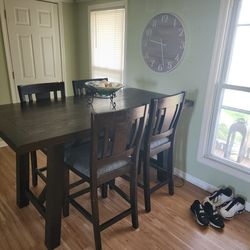 High top table and chairs and bench