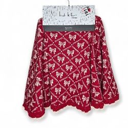 Nicole Miller Red Bows Knit Christmas Tree Skirt 50 Inch