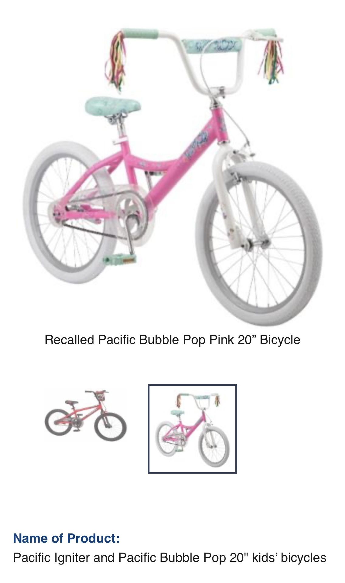 Girls Bike Pacific Bubble Pop 20”