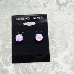 Sterling Silver Pink Lab Opal 7mm