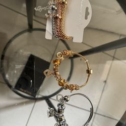 Pandora style bracelets in 18k gold plated steel