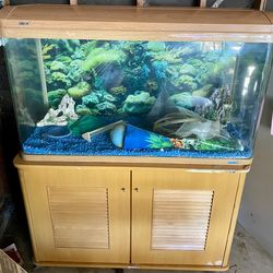 JEBO R-219 100-Gallon Aquarium with Matching Wooden Cabinet Stand