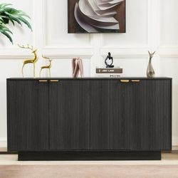 Fluted sideboard buffet storage cabinet
