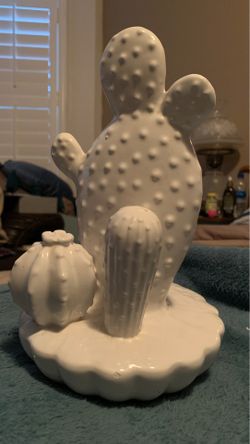 White ceramic cactus