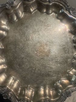 English Silver MFG CORP 629/3F Silver plated Copper Platter.