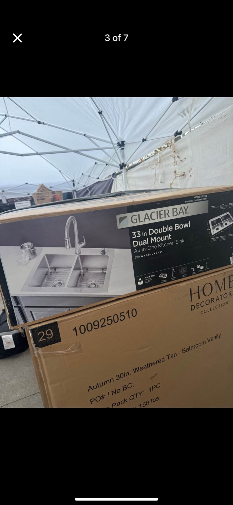 Glacier Bay Dolancourt Tight Radius 33 in. Drop-In 50/50 Double Bowl 18 Gauge Stainless Steel Kitchen Sink with Pull-Down Faucet