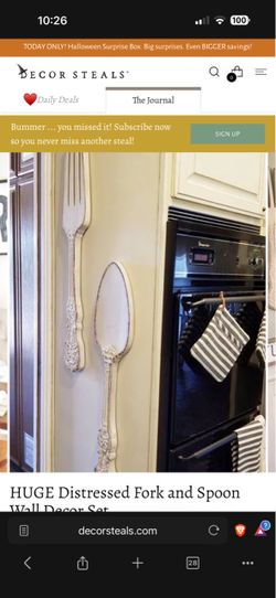 Huge Distressed Fork and Spoon Wall Decor Set
