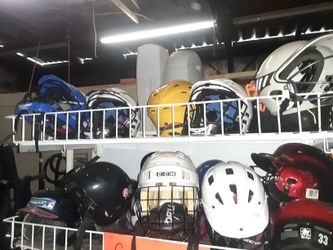 Sports helmets, Lacross, football and baseball