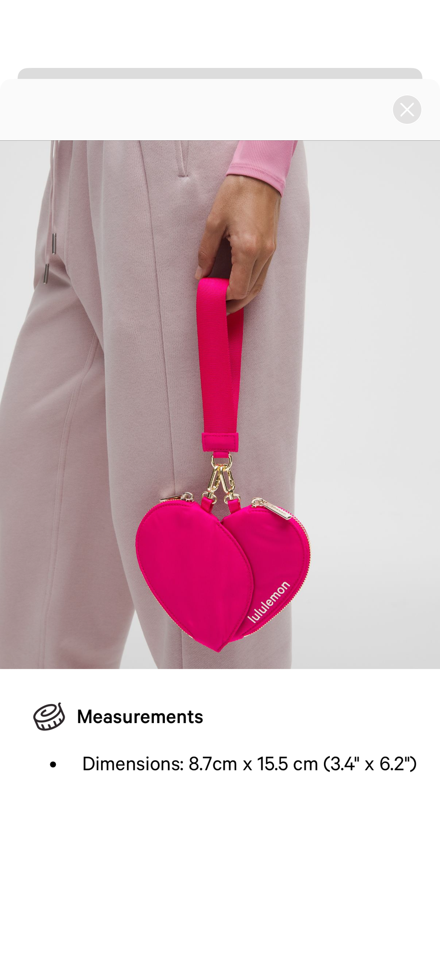 Lululemon DUO Heart Shaped Wristlet Bright Pink