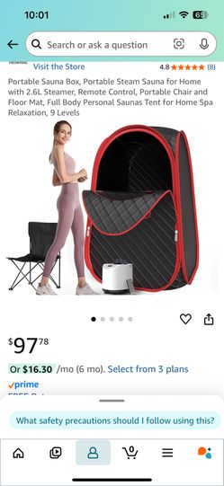 Portable Sauna Box, Portable Steam Sauna for Home with 2.6L Steamer, Remote Control, Portable Chair