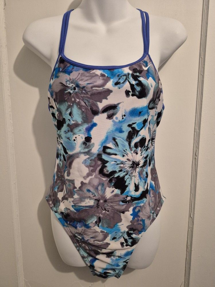 NWOT Nike One-piece Swimsuit, Floral, Strappy Back, Size 12
