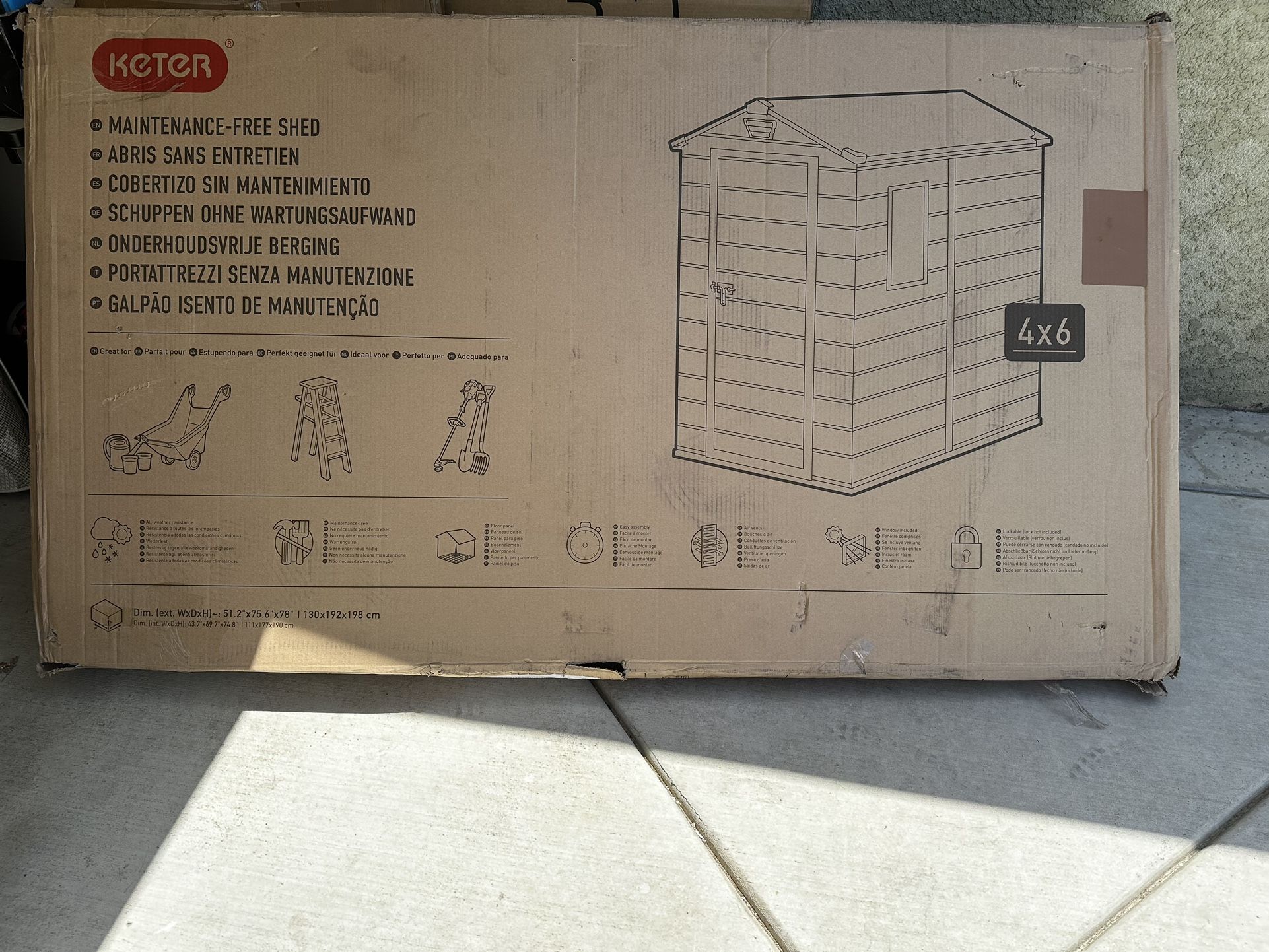 Keter Manor 4x6 Resin Outdoor Storage Shed Kit-Perfect to Store Patio Furniture, Garden Tools Bike Accessories, Beach Chairs and Lawn Mower