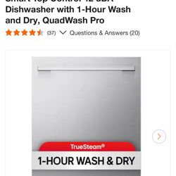  LG Smart Stainless Steel Dishwasher – QuadWash Pro / Steam – Retail $1,399