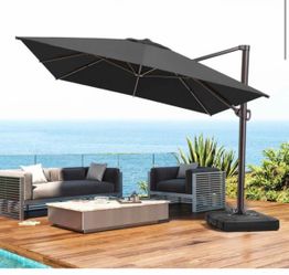 13 ft. x 10 ft. Rectangular Outdoor Aluminum Heavy-Duty 360° Rotation Cantilever Patio Umbrella in Black