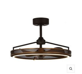 27” Modern Crystal Ceiling Fan with LED Light – Black Finish, Remote Included