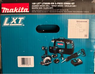 Makita 18V LXT Combo Kit (5-Tool) with (2) 3.0 Ah Batteries, Rapid Charger and Tool Bag Factory Sealed New