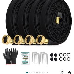100 FT Flat Soaker Hose Garden Bed Hose, 4 Pack of 25 Ft Heavy Duty Double Layer Design Drip Hose For Garden Save 70% Water Flower Sprinkler Hose Cons