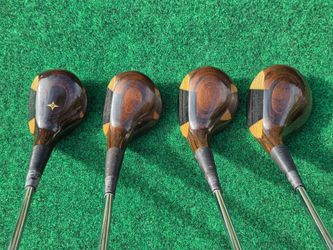Vintage Woods golf clubs: Driver, 3, 5, 7 wood Steel Regular Flex