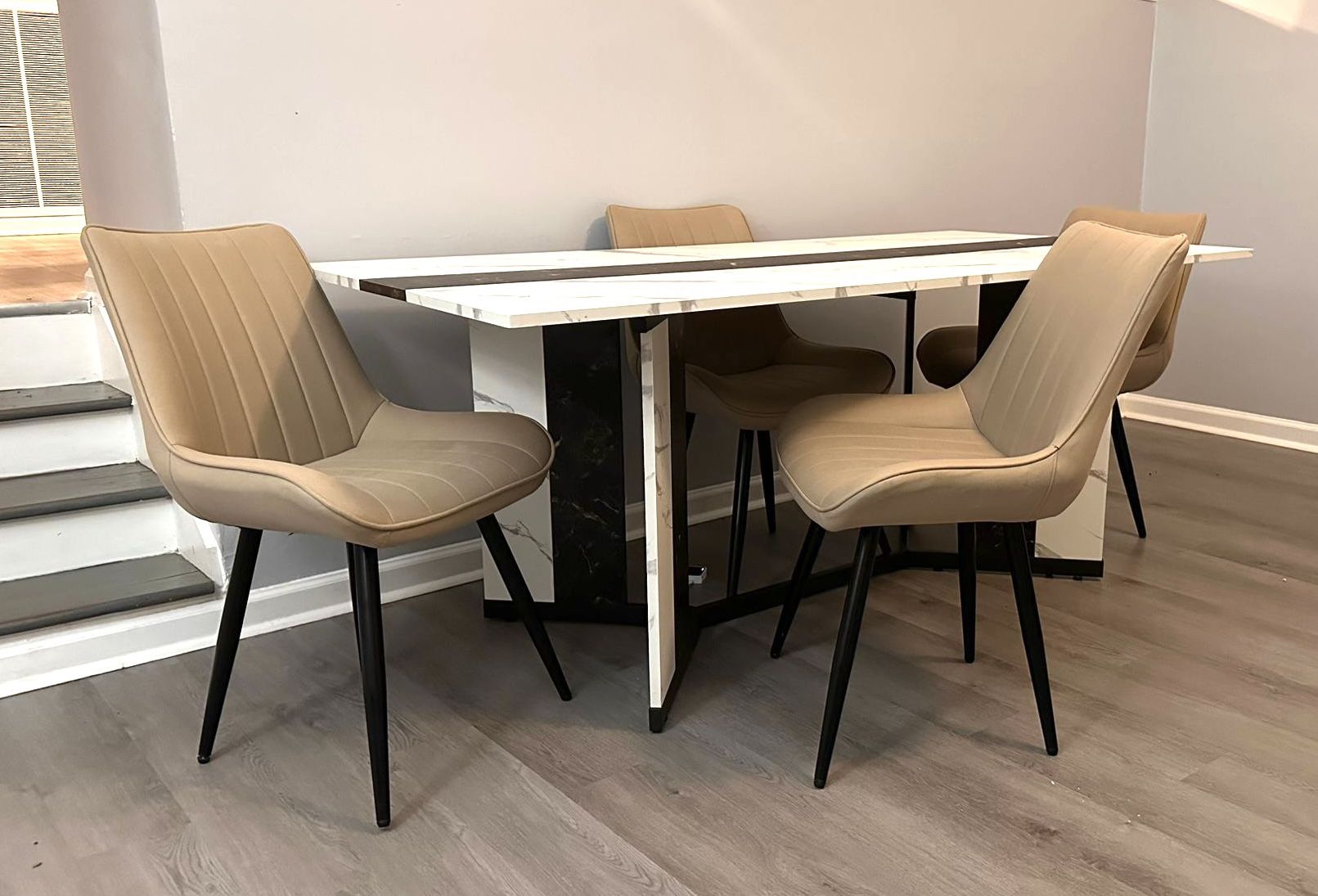 71" Modern Dining Table and 4 Chairs 