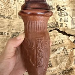 ANTIQUE CHINESE MOLDED GOURD CARVED CRICKET CAGE WOOD LID