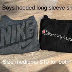Boys Hooded Long sleeve Shirts Size M