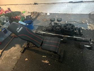 Workout bench and weights